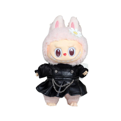17cm Labubu Dolls Clothing Outfit Accessories Plush Doll's Clothes for Sitting Party Leather Jacket T-Shirt Pants Dress EJ14B