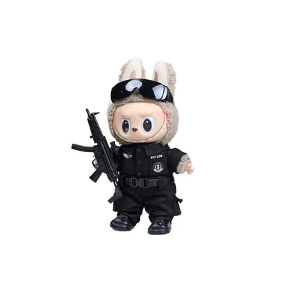 For 17 Cm Ropa Labubu V1/V2/V3 Doll Clothes Outfit Cool Swat Suit Sunglasses Police Uniform Doll Wearing for Labubu Accessories