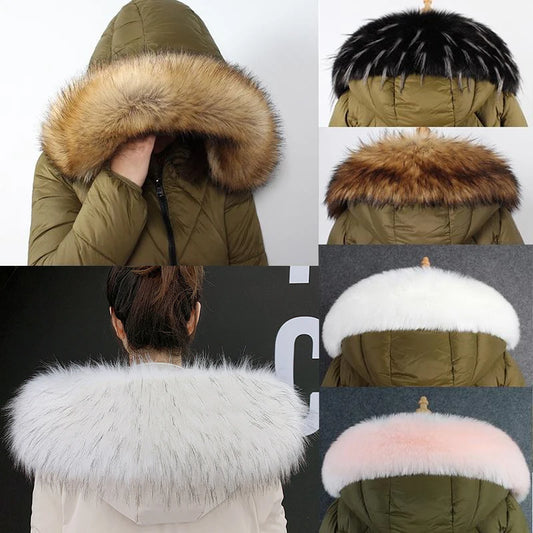 Women Faux Fur Collar Scarf Winter Warm Thick Imitation Fur Shawl Collar Plush Fluffy Neck Warmer Scarves Coat Accessories