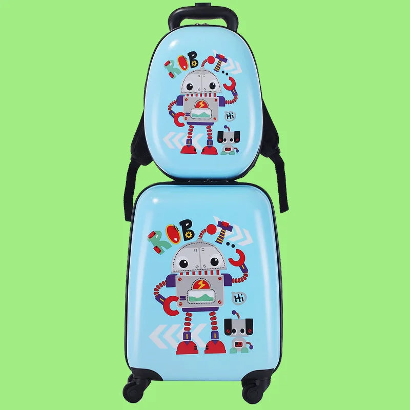 Children Trolley Rolling Luggage 18 Inch Universal Wheel Cartoon Dinosaur Suitcase 13 Inch Travel Bag Backpack Drag Box for Kids