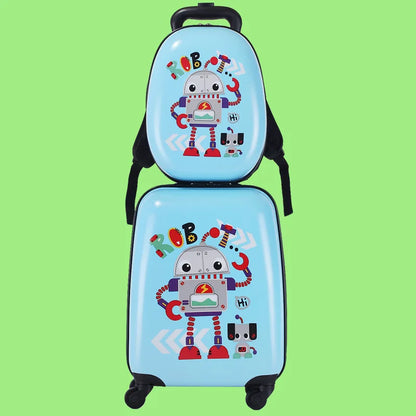 Children Trolley Rolling Luggage 18 Inch Universal Wheel Cartoon Dinosaur Suitcase 13 Inch Travel Bag Backpack Drag Box for Kids