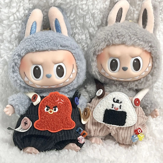 17cm Cute Mini Plush Doll'S Clothes Outfit Accessories Labubu Idol Dolls Donut Overalls Clothing DIY Kid Gift Strap Labubu Pants