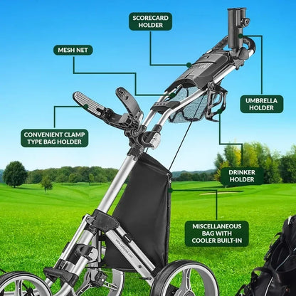 CaddyTek Explorer V8 - SuperLite 4 Wheel Golf Push Cart, Explorer Version 8