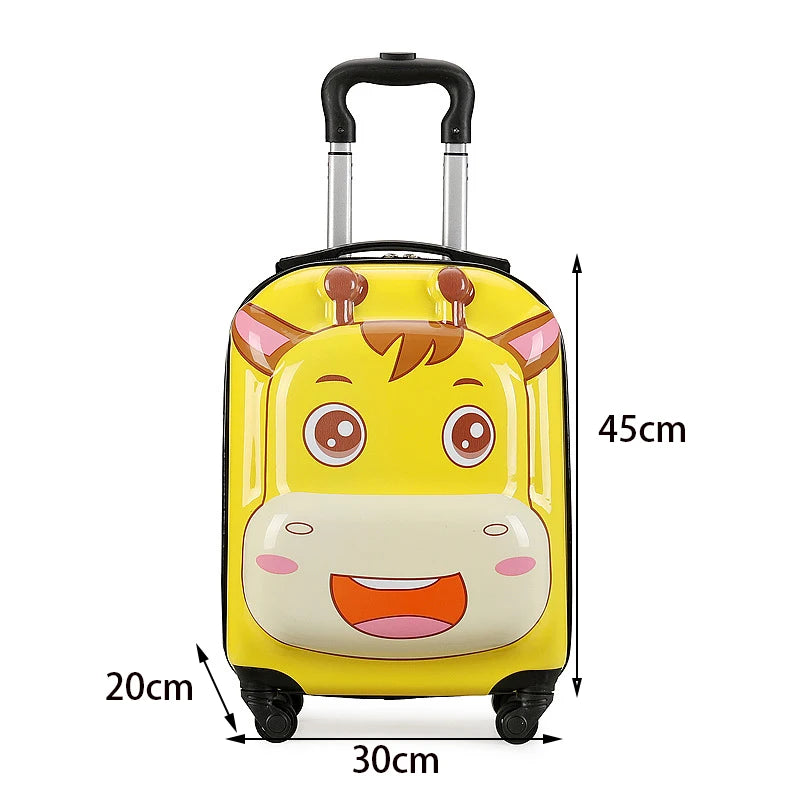 18 Inch ABS Spinner Cartoon Children's Trolley Case Wheel Suitcase Cute Animal 3D Three-Dimensional Student Travel Luggage