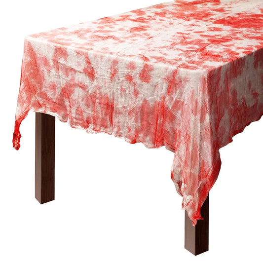1/3/5pcs Halloween Tablecloth Bloody Gauze 85'' X 60'' Scary Bloody Table Cover Halloween Party Supplies Spook House Decorations