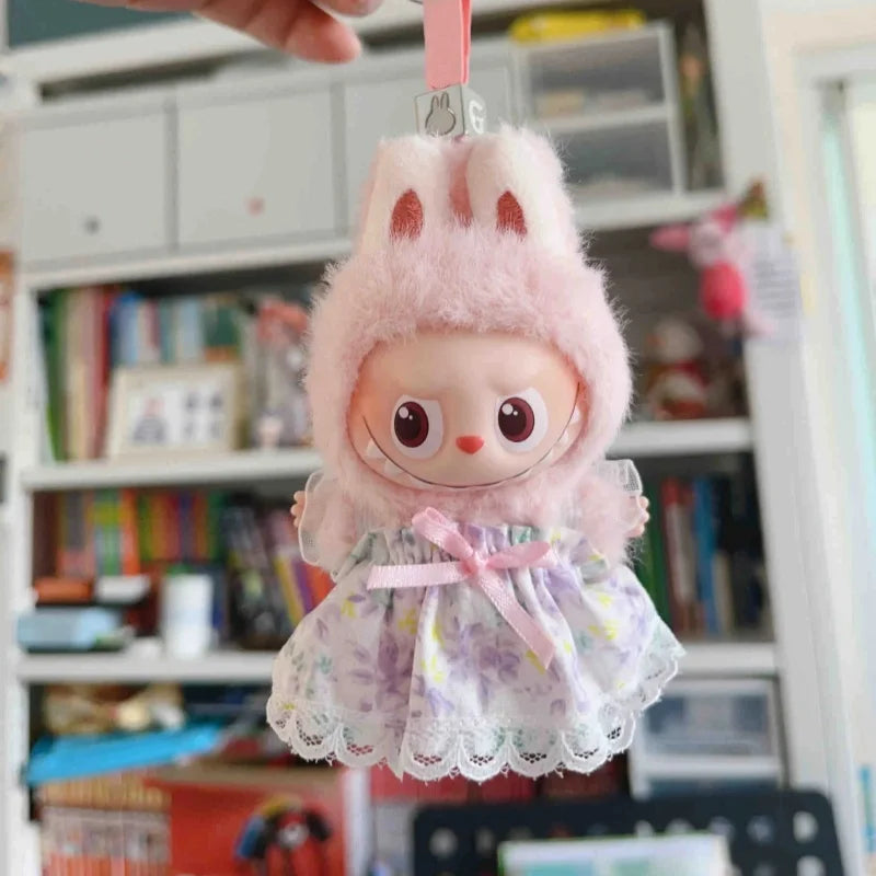 For Labubu 4.0 the Monsters Pin for Love Series Doll Clothes Mini Floral Skirt Dress for Mini Labubu Doll Clothes Accessories