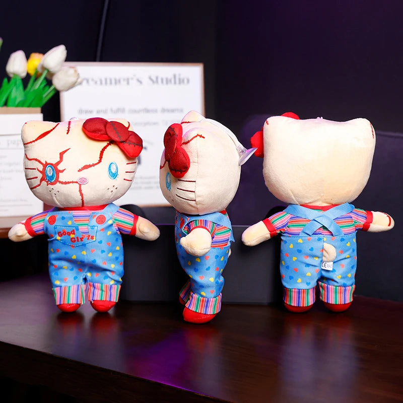 Hello Kitty Novelty Alternative Halloween Creative Plush Toy Scary Style Friend Gift Clown Plush Doll Kawaii Stitch Plush
