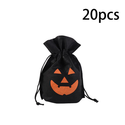 5/10/20 PCS Halloween Pumpkin Candy Bag Non-Woven Fabric Drawstring Storage Bags Gift Packaging Pouch Party Supplies Kid Favor
