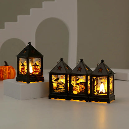 1PC Creative Small Night Lamp Halloween Storm Lantern Led Portable Pumpkin Lamp  Holiday Atmosphere Decoration Props Layout