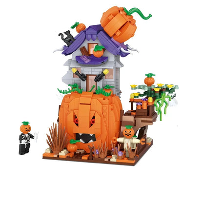 Halloween Creative Building Blocks Set MOC Halloween Hut Pumpkin Lantern Pumpkin House Decoration Assemble Bricks Kit Toys Gifts
