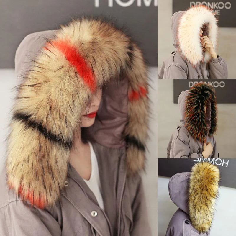 Women Faux Fur Collar Scarf Winter Warm Thick Imitation Fur Shawl Collar Plush Fluffy Neck Warmer Scarves Coat Accessories