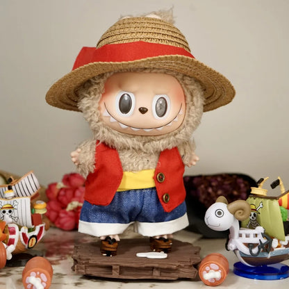 Labubu Anime Character Red Vest Set Trendy Pendant Clothing, Labubu Accessories (No Dolls)