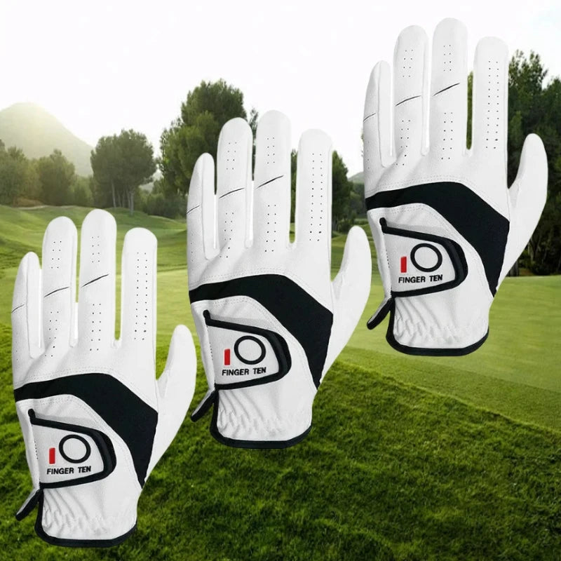 Golf Gloves Men Golfer Left Hand Right Handed Leather All Weather Grip 3 Pack
