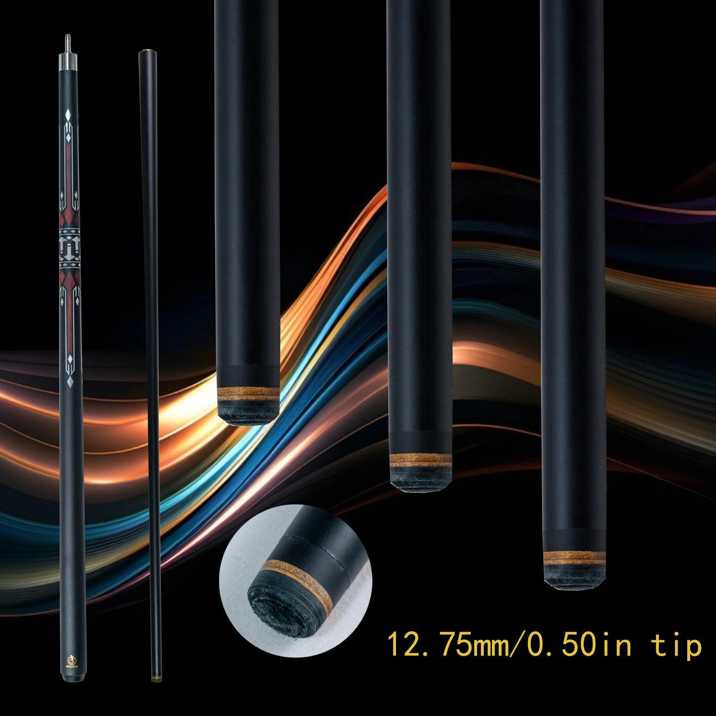 Pro Billiard Cue Stick 12.75mm Premium Carbon Multi-Layer Tip Stainless Steel Quick Joint Balanced Weight for American 9 Ball