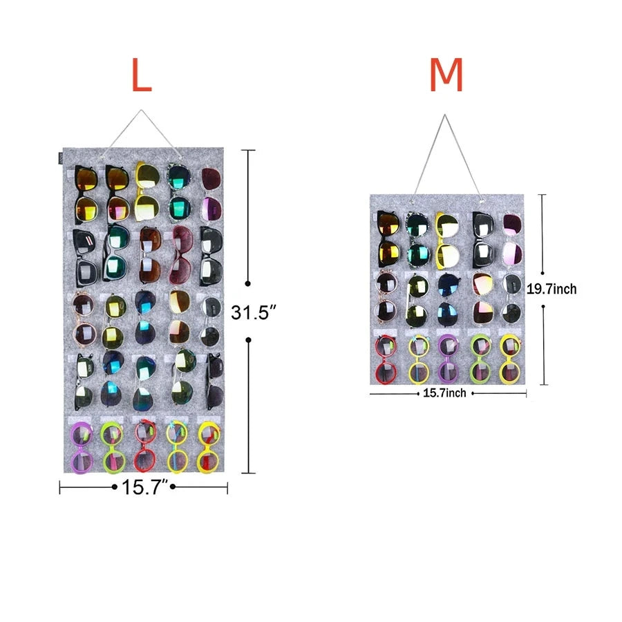 1 Pcs Sunglasses Felt Storage Hanging Bag Sunglasses Accessories Hanging Display Rack Behind the Door Wall Storage Organizer New
