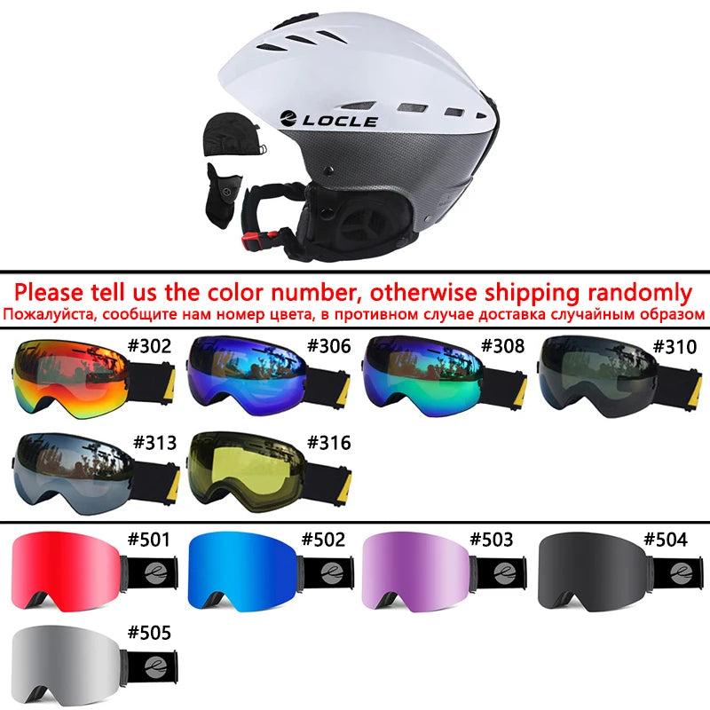 LOCLE Men Skiing Helmet Women Children Boys Girls Ski Helmet Skating Skateboard Snowmobile Motorcycle Helmets Size 52-64cm