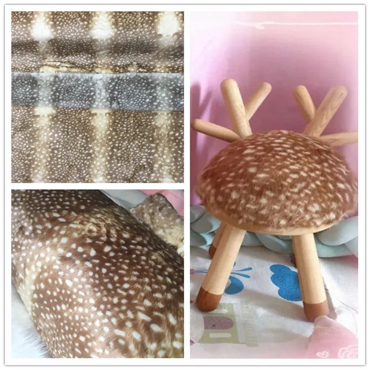 Deer Point Print Plush Fabric Christmas Moose Velvet Imitation Deerskin Clothing Toy Faux Fur Fabric,160cm*45cm(half Yard)/Pcs