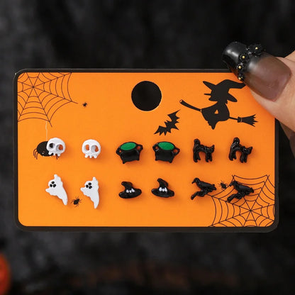 6pcs Women's Earrings Set Halloween Earrings for Women Fashion Creative Jewelry 2024 Bat Ghost Pumpkin Black Cat Stud Earrings