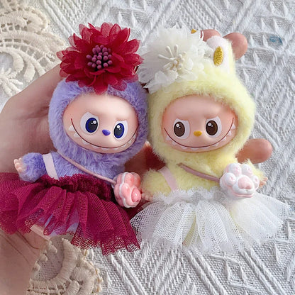 Mini Labubu Clothes Ballet Dress Wiht Handband for 10.5cm Labubu V4 Doll Clothes Outfit Accessories Ropa Labubu