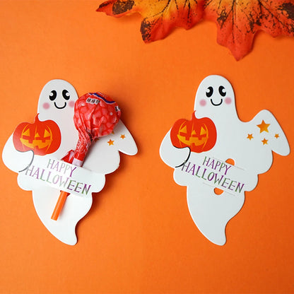 50Pcs Halloween Candy Box Lollipop Packing Card Pumpkin Ghost Card For Diy Halloween Party Decoration Favors Halloween 2024