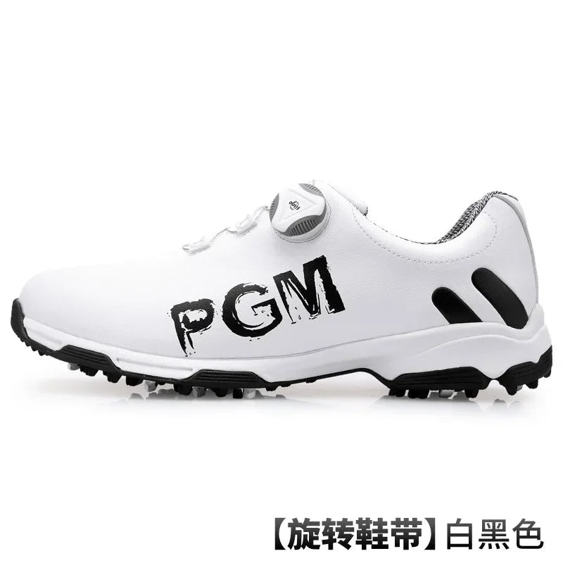 PGM Golf Men's Shoe Rotating Lace Waterproof, Breathable, Non Slip Sports Shoe