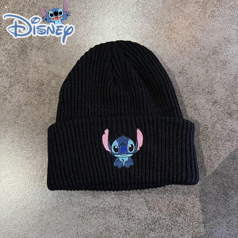 Disney Stitch Knitted Hat Embroidered Anime Cute Cartoon Lilo & Stitch Autumn Winter Kids Warm Pullover Hat Christmas Gift Toys