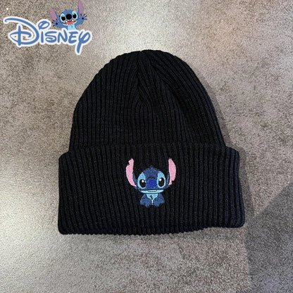 Disney Stitch Knitted Hat Embroidered Anime Cute Cartoon Lilo & Stitch Autumn Winter Kids Warm Pullover Hat Christmas Gift Toys
