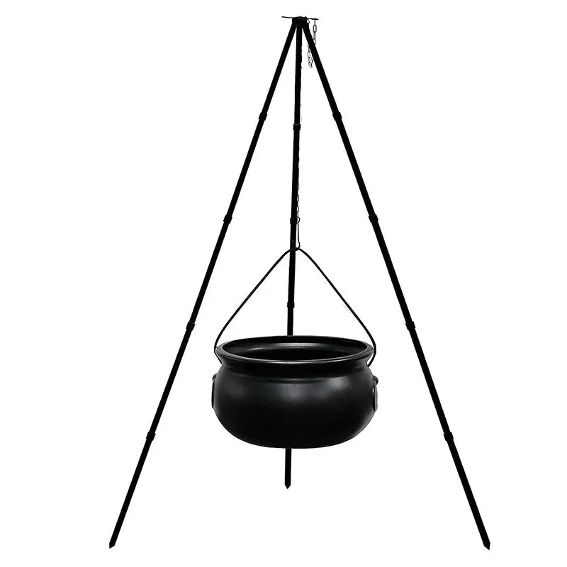 Halloween Decor Outdoor Large Witch Cauldron on Tripod With Lights Candy Bucket Halloween Bonfire Horror Carnival Party Decor