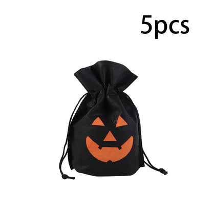 5/10/20 PCS Halloween Pumpkin Candy Bag Non-Woven Fabric Drawstring Storage Bags Gift Packaging Pouch Party Supplies Kid Favor