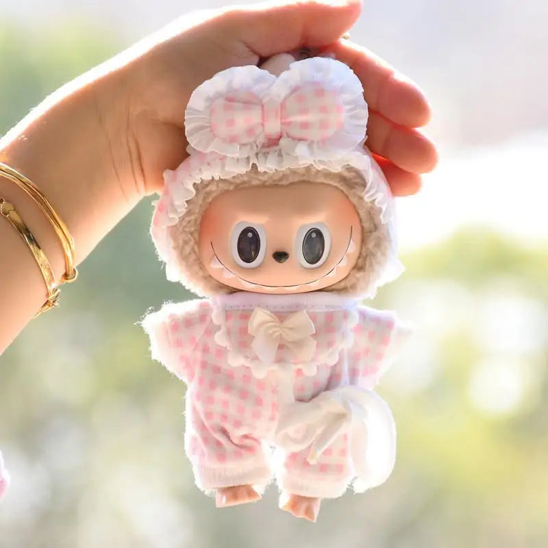 17cm Mini Plush Doll'S Clothes Outfit Accessories for Korea Kpop Exo Labubu Idol Plaid Floral Pajamas Clothing Gift