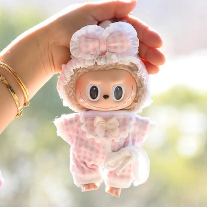 17cm Mini Plush Doll'S Clothes Outfit Accessories for Korea Kpop Exo Labubu Idol Plaid Floral Pajamas Clothing Gift
