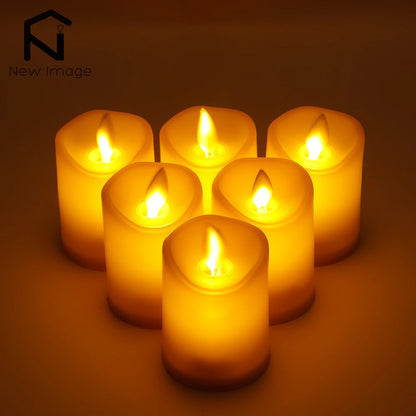 6Pcs LED Flameless Candles Flickering Battery Operated Pillar Candles Tealight Led Halloween Christmas Weddings Home Decor