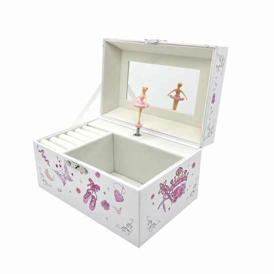 Hapinest Musical Ballerina Jewelry Box for Girl Necklace Spinning Ballerina Jewelry Storage and Music Box Kids for Birthday Gift