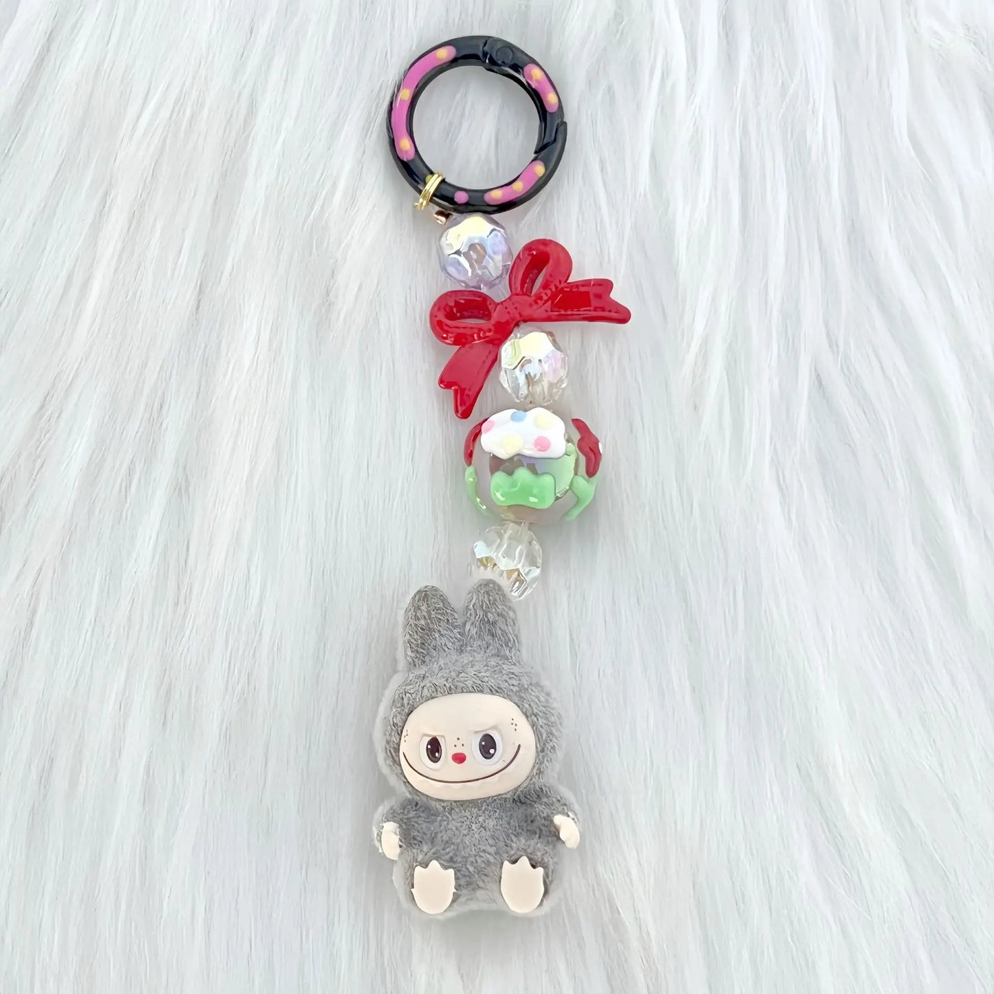 New Christmas Labubu Kawaii Particles Keychain Bag Cell Phone Charm Key Chain Christmas Gift