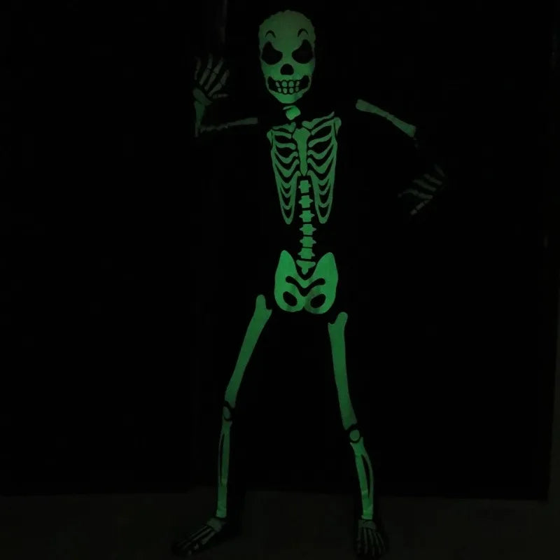 Boys Scary Zombie Halloween Costume Glow in the Dark Printed Skeleton Jumpsuit Kids Carnival Party Spooky Ghost Horror Jumpsuit