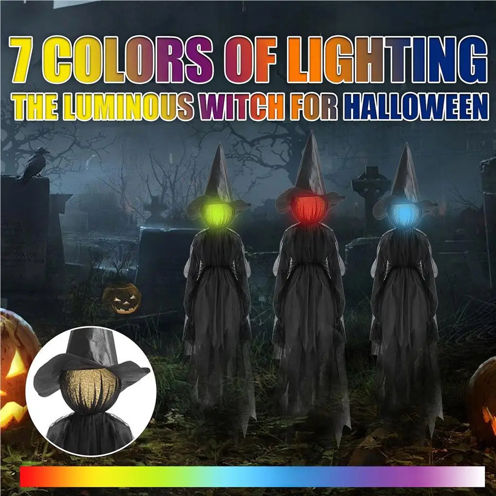 3pcs Scary Screaming Glowing Witch Halloween Yard Garden Sound Activated Sensor Light-Up Witches With Stakes Halloween Decora