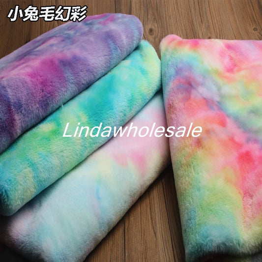 Imitation Rainbow Cloth Plush Fabric, Handmade Toy Bag Background Clothing Curtain Pillow Tablecloth Material,faux Fur Fabric,