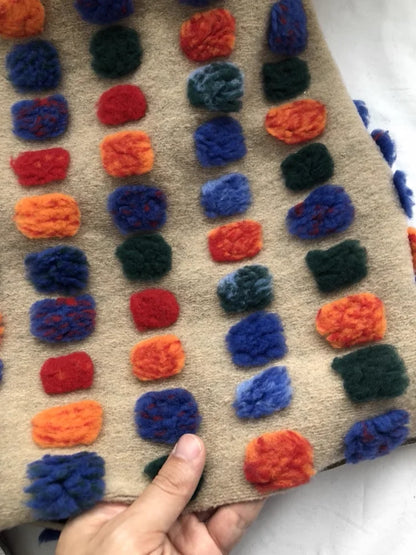 1yard Fluffy Wool Knitted Jacquard Plush Faux Fur Fabric,Clothing Floor Mat Carpet Plush Cloth Fabric Fur Fabric for Patchwork