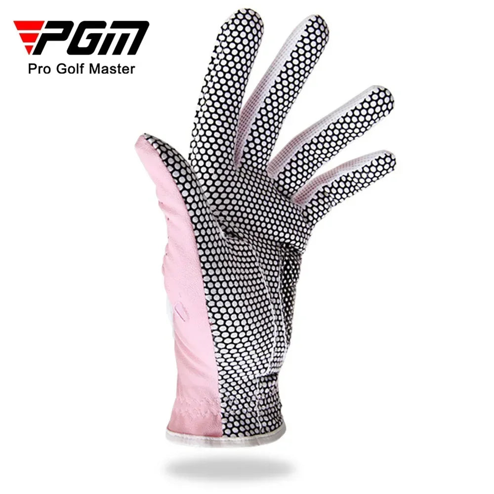 PGM 1 Pairs Women Golf Gloves Soft Breathable PU Leather With Non-Slip Particle Outdoor Sports Wholesale Accessories