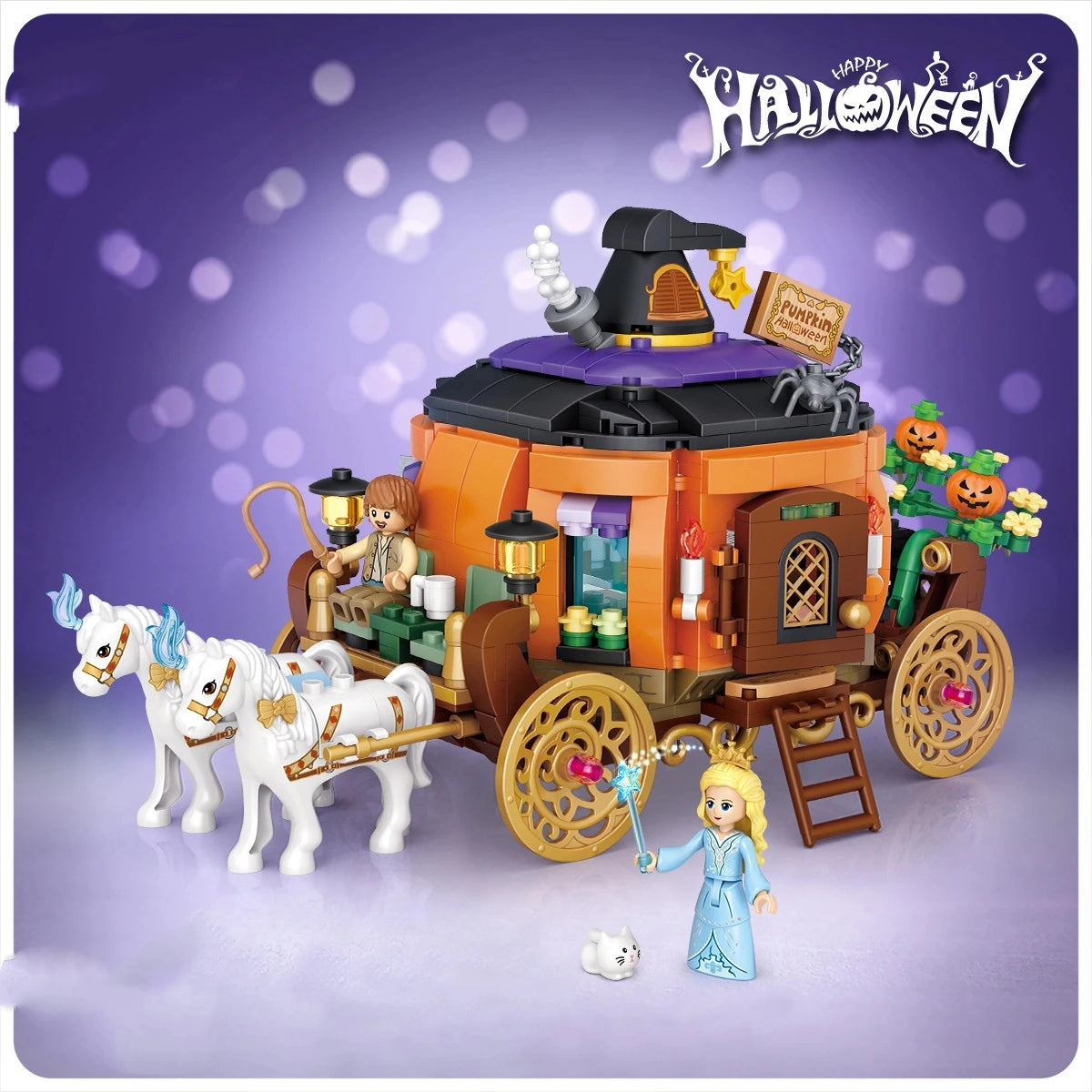 Halloween Creative Building Blocks Set MOC Halloween Hut Pumpkin Lantern Pumpkin House Decoration Assemble Bricks Kit Toys Gifts
