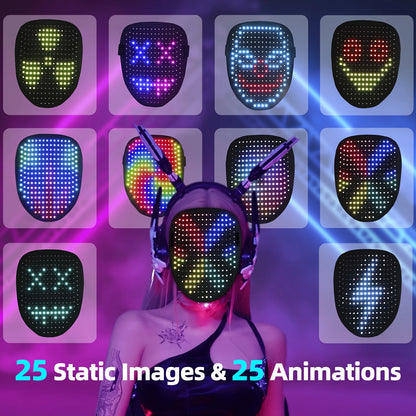 With 50 Patterns LED Mask, Halloween Mask With Gesture Sensing, Costume Parties, Cosplay, Clubs, Ideal Halloween/Christmas Gift