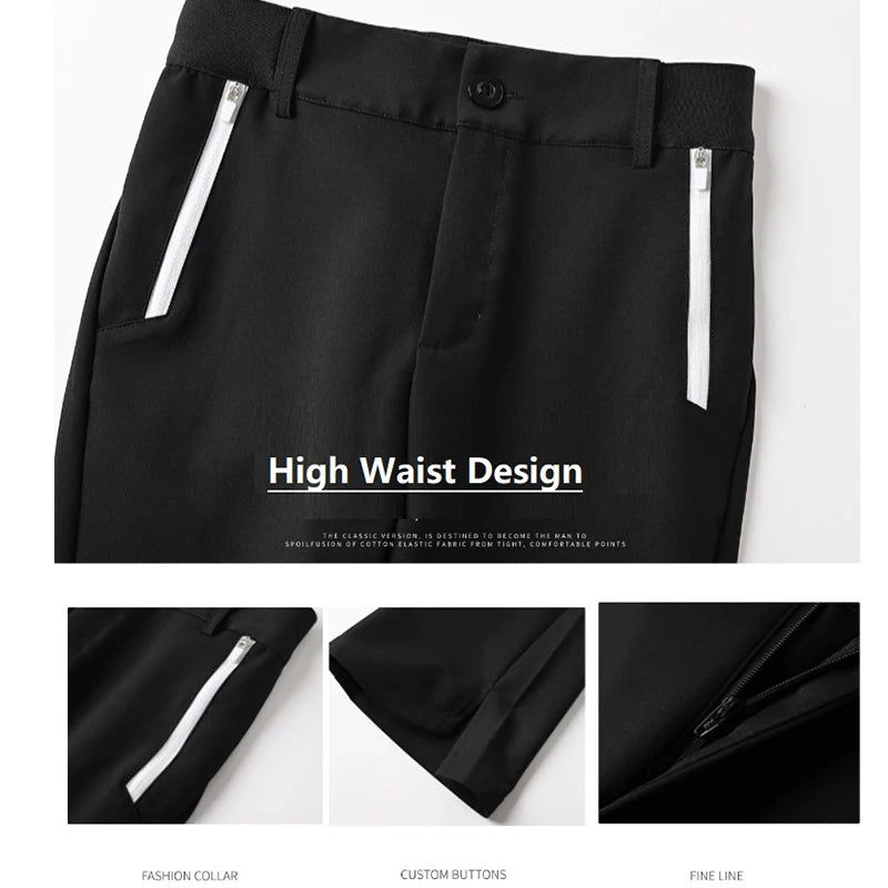 Summer Women's Golf Trousers Thin Flared Pants Ladies High Waist Elastic Casual Golf Pants Zipper Pocket Athletic Sweatpant