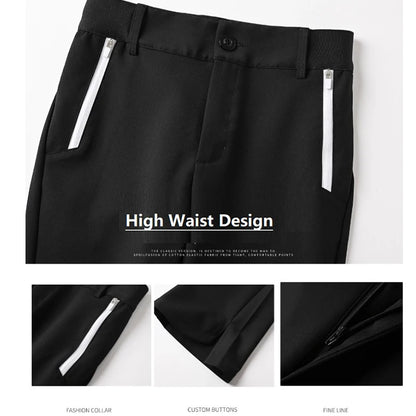 Summer Women's Golf Trousers Thin Flared Pants Ladies High Waist Elastic Casual Golf Pants Zipper Pocket Athletic Sweatpant