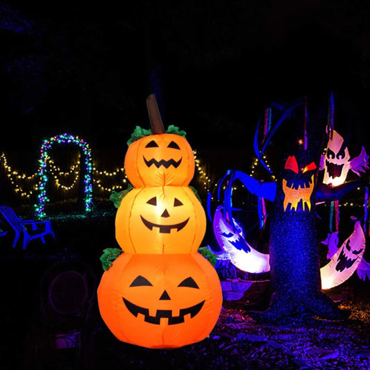 1.2 M Halloween Inflatable Pumpkin With LED Outdoor Decoration Horror Home Garden Courtyard Tombstone Decoration Haunted Props