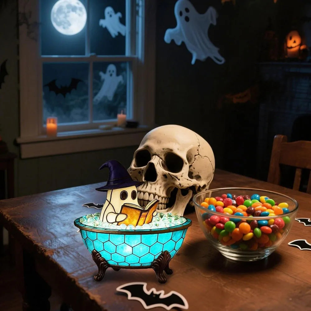 Halloween Ghost Bubble Bath Lamp，Cute Ghost Night Light，Ghost-Themed Bathtub Accent Lamp for Halloween Party or Gift
