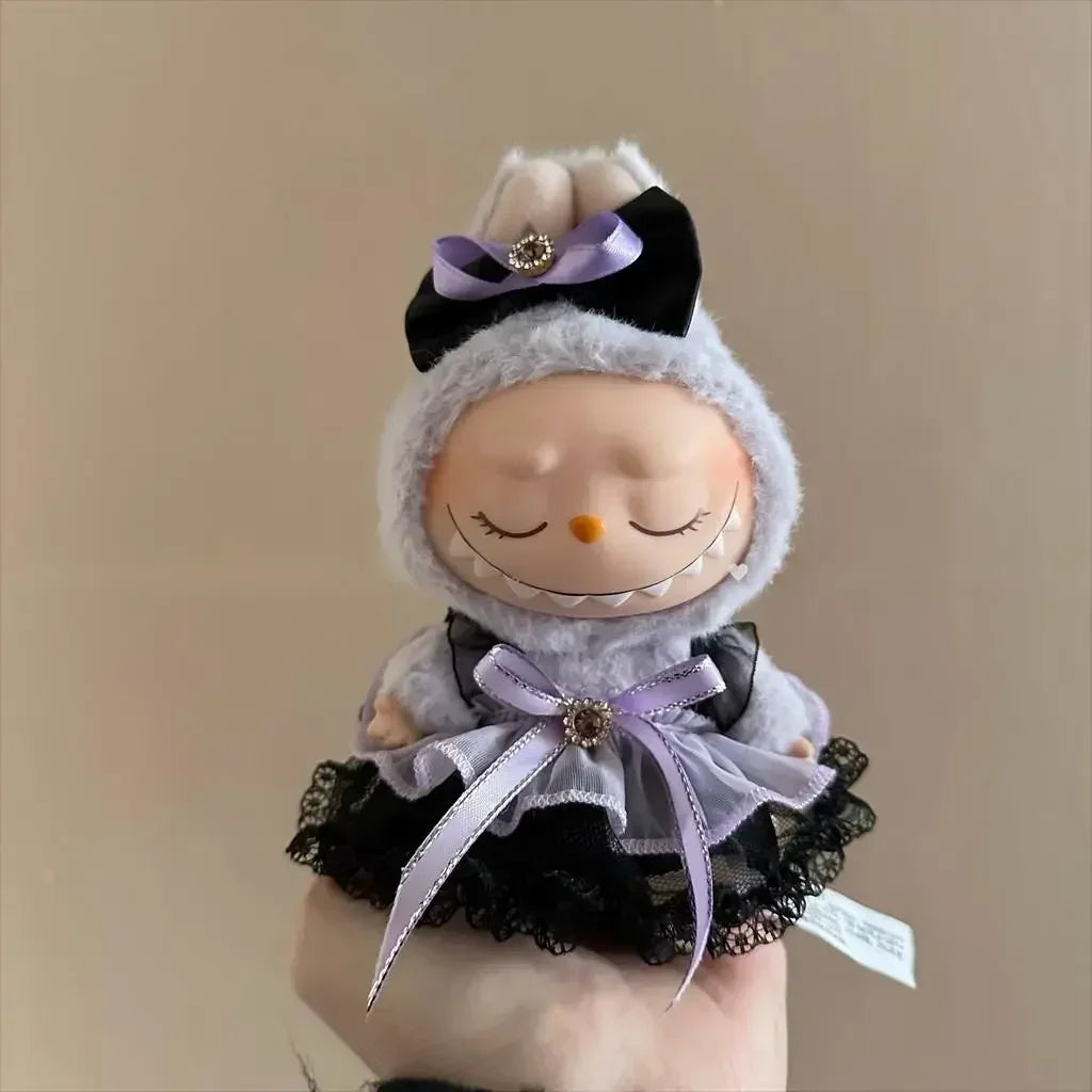 Mini Plush Doll'S Clothes Outfit Accessories for 15-17cm Labubu Idol V1 V2 Gauze Skirt Set Clothing Gift