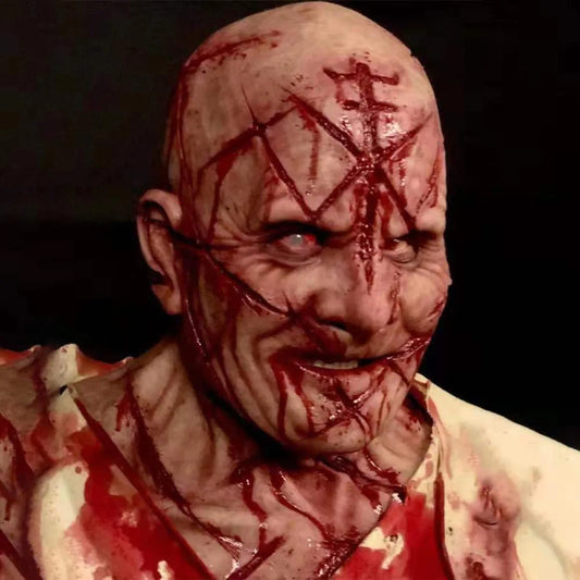 Halloween Horror Headgear Scary Bloody Murderer Mask Latex Material Evil Role-Playing Props Tricky Prank Toy Masquerade Props