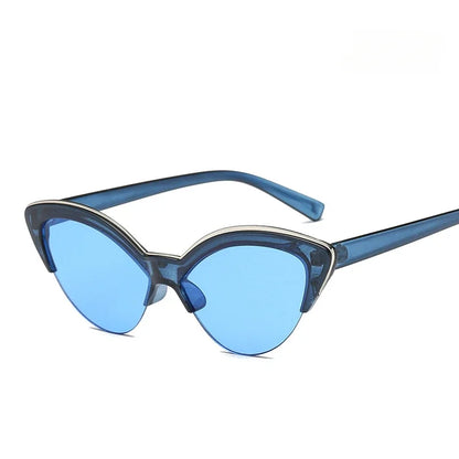 Vintage White Cat Eye Sun Glasses for Women Vintage New Fashion Small Half Frame Eyewear Trending Travel Sexy Woman Sunglasses