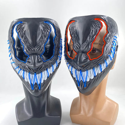 New Halloween Horror Party Mask Cosplay Movie Mask Neon LED Luminous Mask EL Cold Light Fluorescent Mask Masquerade Décor