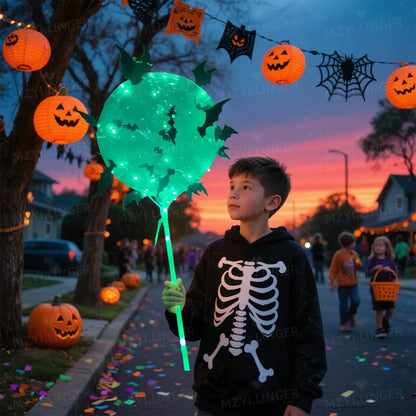 5pcs Halloween Glowing Balloon Set Transparent Bobo Balloon Bat Stickers Halloween Party Decoration Day of the Dead Decoration